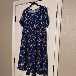 LuLaRoe Blue and Pink Patterned Dress